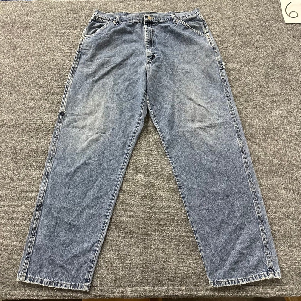 Wrangler Carpenter Jeans Mens Size 38x34 Blue Denim Relaxed Fit Utility Workwear